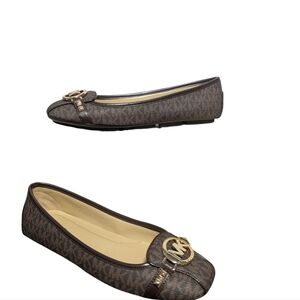 New' Michael Kors Fulton MK Signature Moccasin Brown Flat Shoes Size 10 M